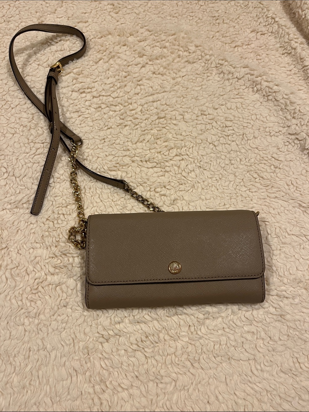 Michael Kors Crossbody Wallet Purse with Gold Chain Strap